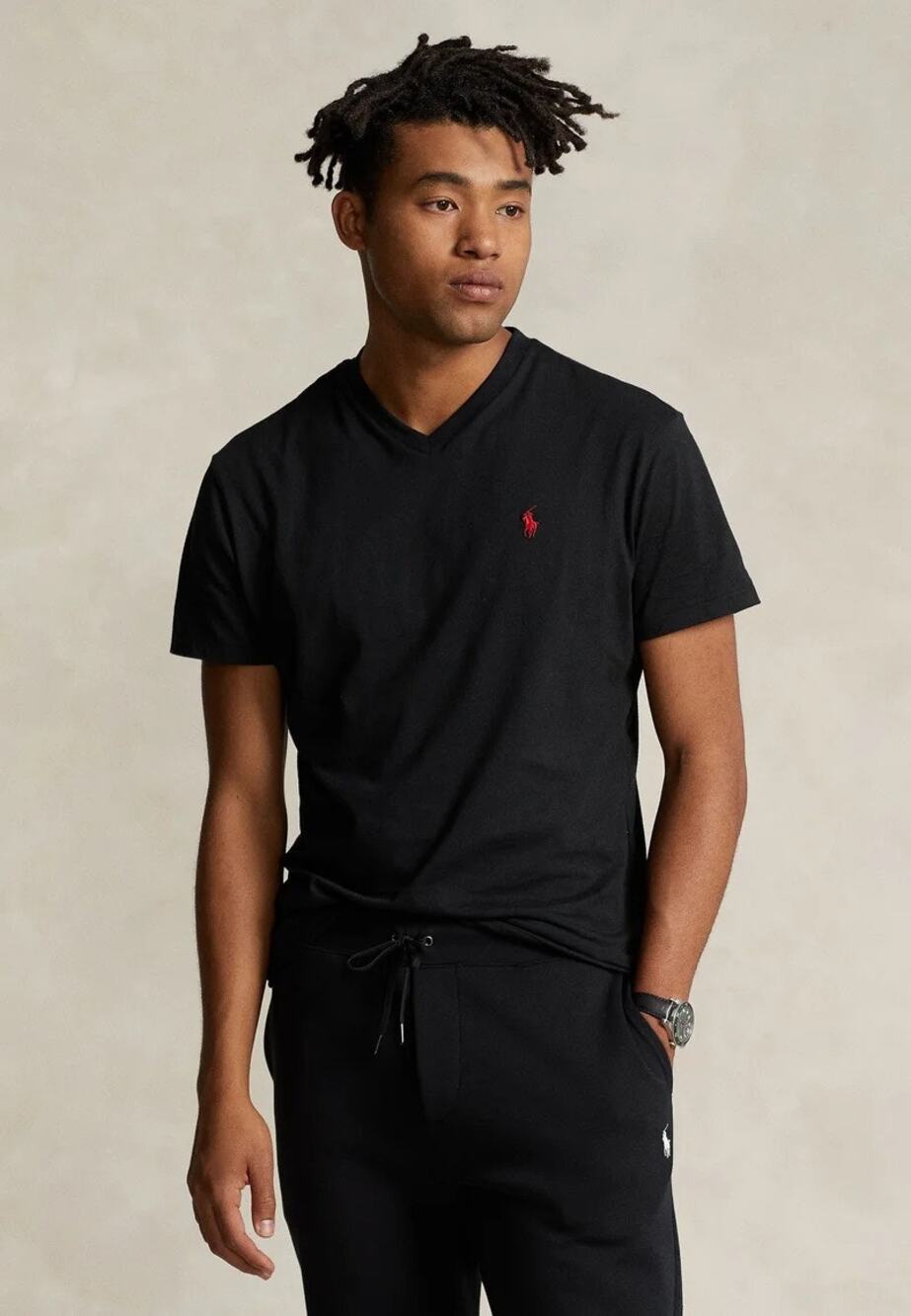 Polo Ralph Lauren Men's S Black Classic Fit Short Sleeve V Neck T Shirt A15-8